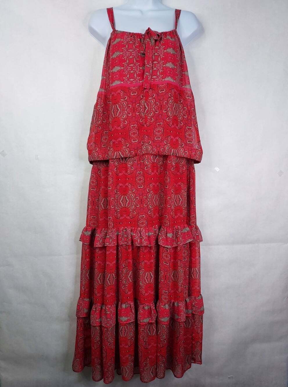 Taylor Tiered Ruffle Maxi Dress Women's XL Floral Boho Festival Flowy Y2K Event